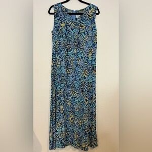 Blue Ginger Blue and Yellow Sleeveless Scoop Neck Sundress Size Medium